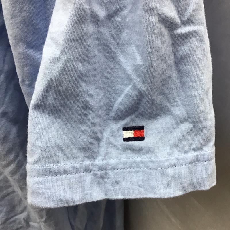 トミーヒルフィガー TOMMY HILFIGER Tシャツ 半袖 半袖カットソー プリントTシャツ クルーネックカットソー XL ロゴ、文字 水色 / ライトブルー / メンズ USED 古着 中古 10113883