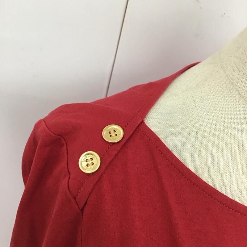 ブルーレーベル・クレストブリッジ BLUE LABEL CRESTBRIDGE カットソー 長袖 55P22-538-16 肩ボタン ボートネック 38 ワンポイント 赤 / レッド / レディース USED 古着 中古 10120041