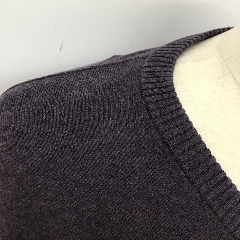 エディーバウアー Eddie Bauer ニット、セーター 長袖 Vネック コットン カシミヤ タグ付き L 無地 紫 / パープル / メンズ USED 古着 中古 10123518