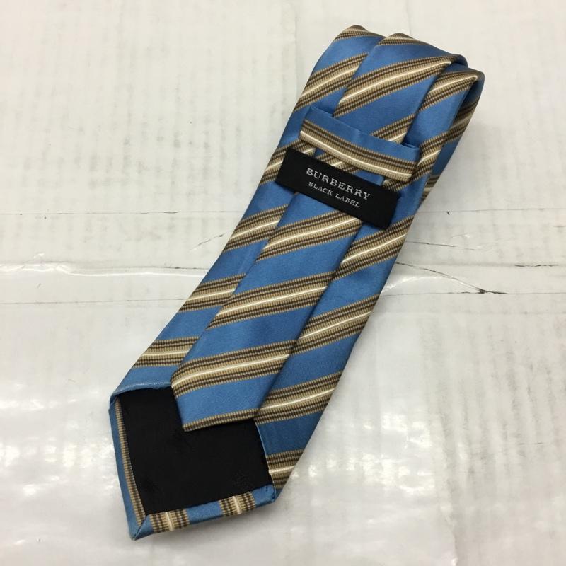 バーバリーブラックレーベル BURBERRY BLACK LABEL ネクタイ ネクタイ 絹 シルク ストライプ 水色 / ライトブルー / X ベージュ / ベージュ / X 白 / ホワイト / メンズ USED 古着 中古 10110628