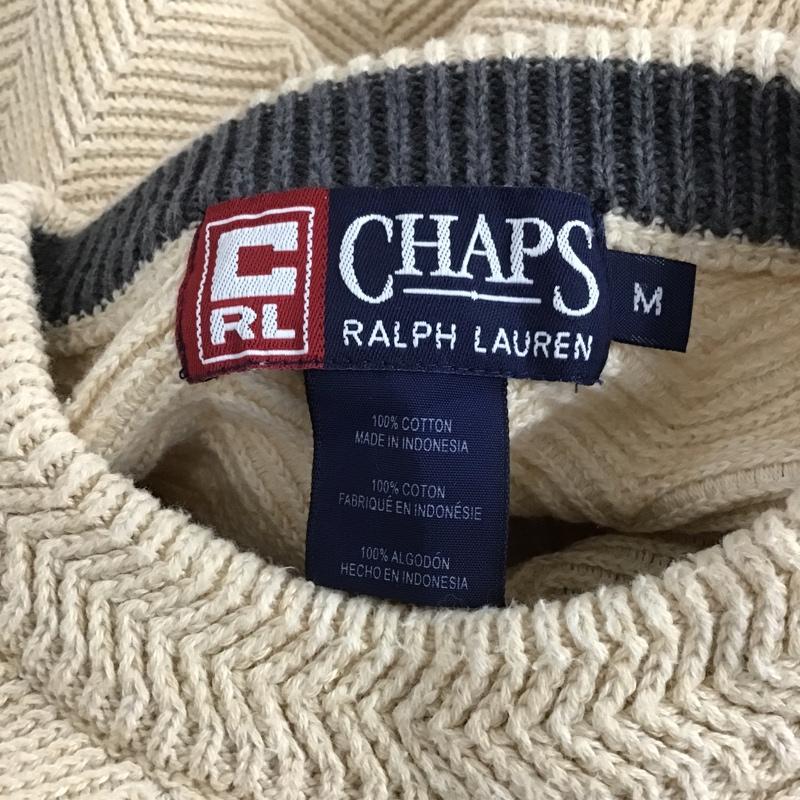 チャップス CHAPS ニット、セーター 長袖 M 無地 アイボリー / アイボリー / メンズ USED 古着 中古 10105686