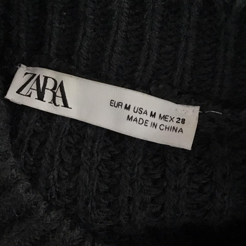 ザラ ZARA ワンピース ミニスカート 2142 177 485 チュニック 長袖 ニット M 無地 チャコールグレー / チャコールグレー / レディース USED 古着 中古 10119616