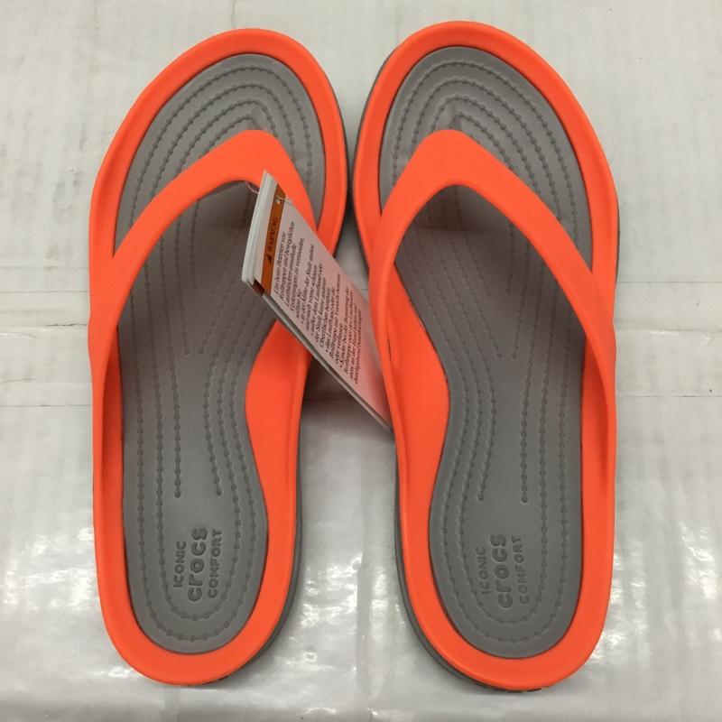 クロックス crocs サンダル サンダル 204974-6PK Swiftwater Flips 23cm ビーチサンダル 23.0cm ロゴ、文字 灰 / グレー / X 橙 / オレンジ / レディース USED 古着 中古 10110653