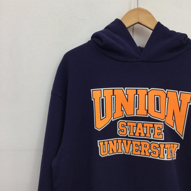 ユニオン UNION パーカー 長袖 UNION STATE HOODIE L ロゴ、文字 紺 / ネイビー / X 橙 / オレンジ /  メンズ USED 古着 中古 10124623