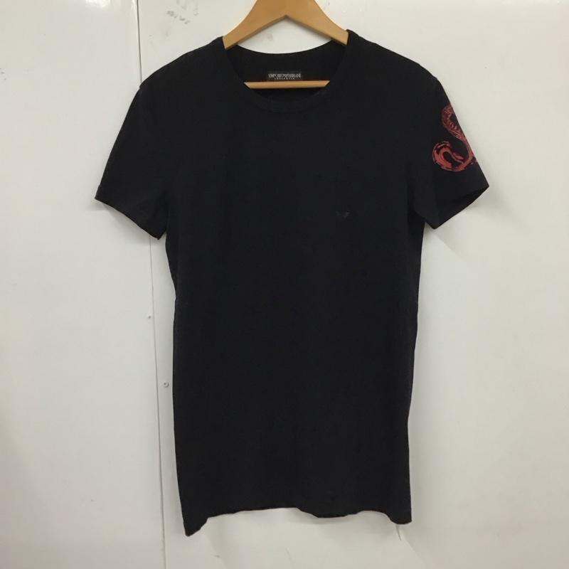 エンポリオアルマーニ EMPORIO ARMANI Tシャツ 半袖 半袖カットソー プリントTシャツ クルーネックカットソー アンダーウェア M ロゴ、文字 黒 / ブラック / メンズ USED 古着 中古 10121656