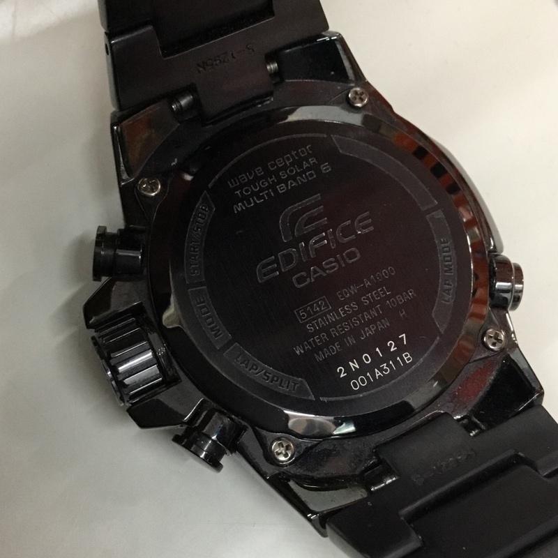 カシオ CASIO 腕時計 アナログ(クォーツ式) EQW-A1000 EDIFICE ソーラー電波 箱有 ロゴ、文字 黒 / ブラック / メンズ USED 古着 中古 10106504