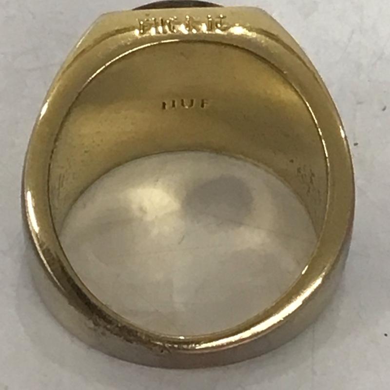 ハフ HUF アクセサリー 指輪 BLACKLETTER GOLD RING 22号 ロゴ、文字 黒 / ブラック / X 金 / ゴールド / メンズ USED 古着 中古 10132119