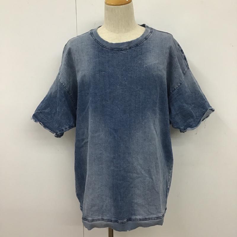 ザラメン ZARA MAN Tシャツ 半袖 無地Tシャツ クルーネックカットソー デニム半袖カットソー XL 無地 インディゴ / インディゴ / メンズ USED 古着 中古 10105614