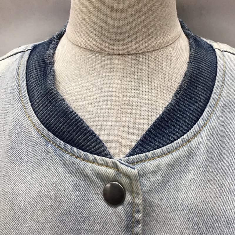 ザラ ZARA ジャケット、上着 ジャケット、ブレザー デニムジャケット ノーカラージャケット 長袖ジャケット ブルゾン S 無地 インディゴ / インディゴ / レディース USED 古着 中古 10117976