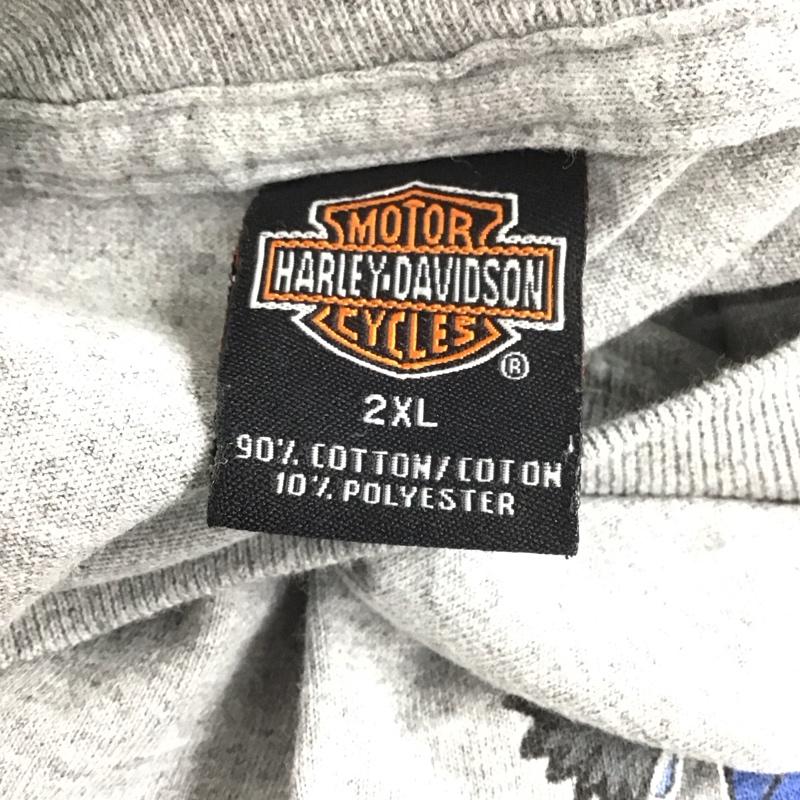 ハーレーダビッドソン Harley-Davidson Tシャツ 半袖 クルーネック バックプリント 2XL ロゴ、文字 灰 / グレー / メンズ USED 古着 中古 10107651