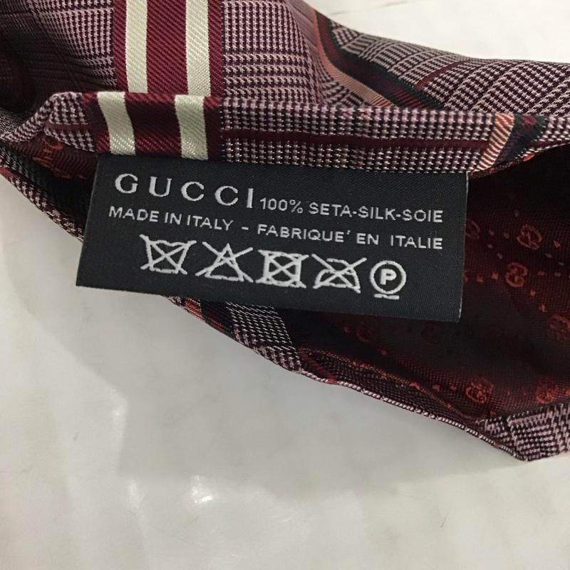 グッチ GUCCI ネクタイ ネクタイ シルク チェック えんじ / ワインレッド / X 白 / ホワイト / X 緑 / グリーン / メンズ USED 古着 中古 10123003