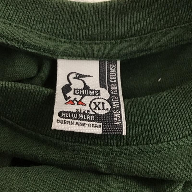 チャムス CHUMS Tシャツ 半袖 半袖カットソー プリントTシャツ クルーネックカットソー XL ロゴ、文字 緑 / グリーン / メンズ USED 古着 中古 10106831