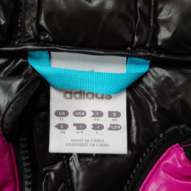アディダス adidas ジャケット、上着 ダウンジャケット L ワンポイント 白 / ホワイト / X 黒 / ブラック / X 紫 / パープル / レディース USED 古着 中古 10011918