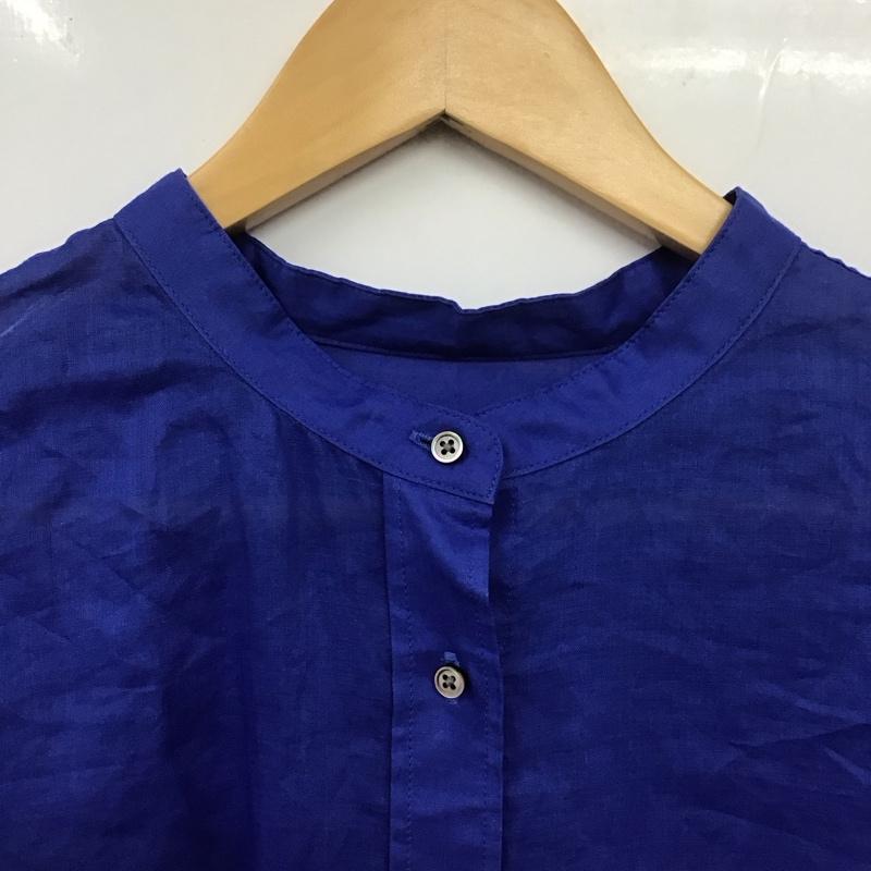シップス SHIPS ワンピース ロングスカート 半袖 バンドカラー シャツワンピース 無地 青 / ブルー / レディース USED 古着 中古 10139395