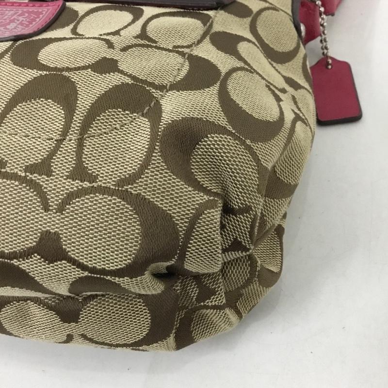 コーチ COACH ショルダーバッグ ショルダーバッグ ロゴ、文字 ベージュ / ベージュ / X 桃 / ピンク / レディース USED 古着 中古 10131243
