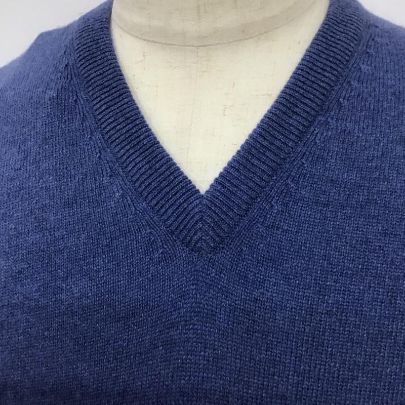 ブルックスブラザーズ BROOKS BROTHERS ニット、セーター 長袖 長袖ニットカットソー ニット セーター Vネックニット M 無地 青 / ブルー / メンズ USED 古着 中古 10112565