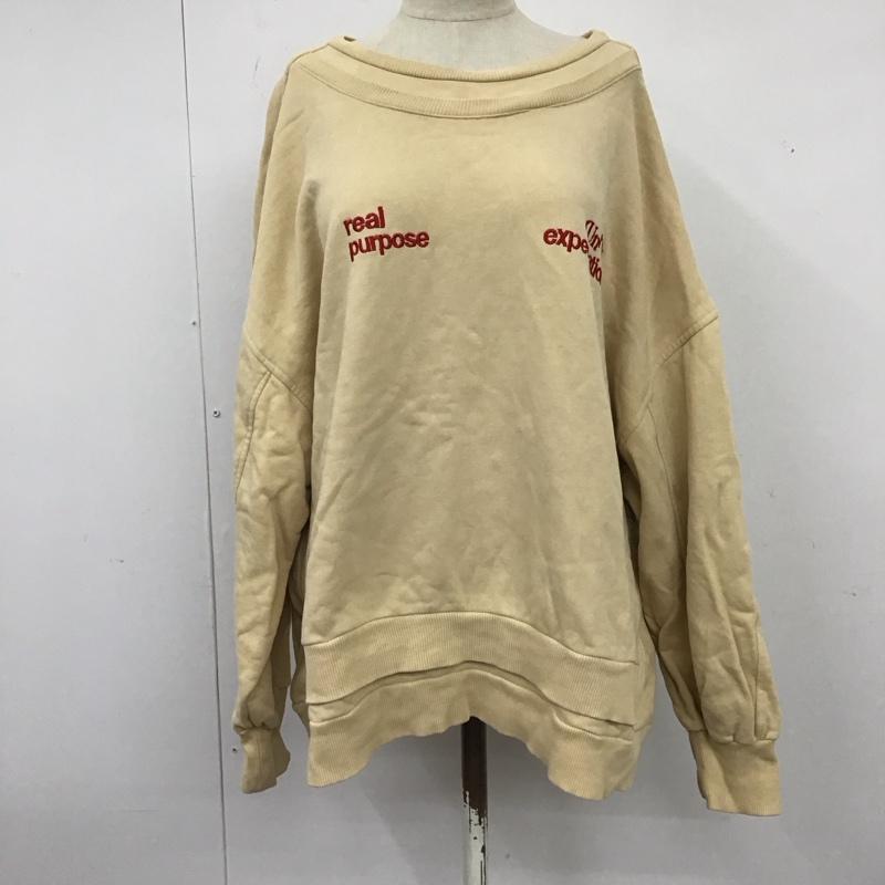 ザラウーマン ZARA WOMAN トレーナー 長袖 長袖トレーナー スウェット クルーネック リブスウェットカットソー L ロゴ、文字 ベージュ / ベージュ / レディース USED 古着 中古 10121654