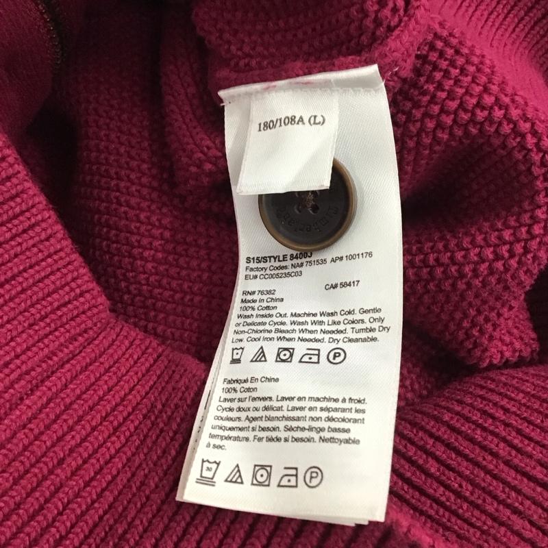 ティンバーランド Timberland カーディガン 長袖 長袖ニットカーディガン 前ボタン ノーカラー L 無地 マゼンタ / マゼンタ / メンズ USED 古着 中古 10134059