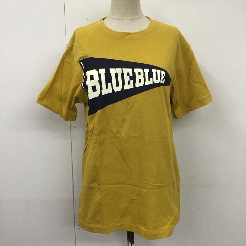 ブルーブルー BLUE BLUE Tシャツ 半袖 クルーネック フラッグ S ロゴ、文字 マスタード / マスタード / レディース USED 古着 中古 10110859