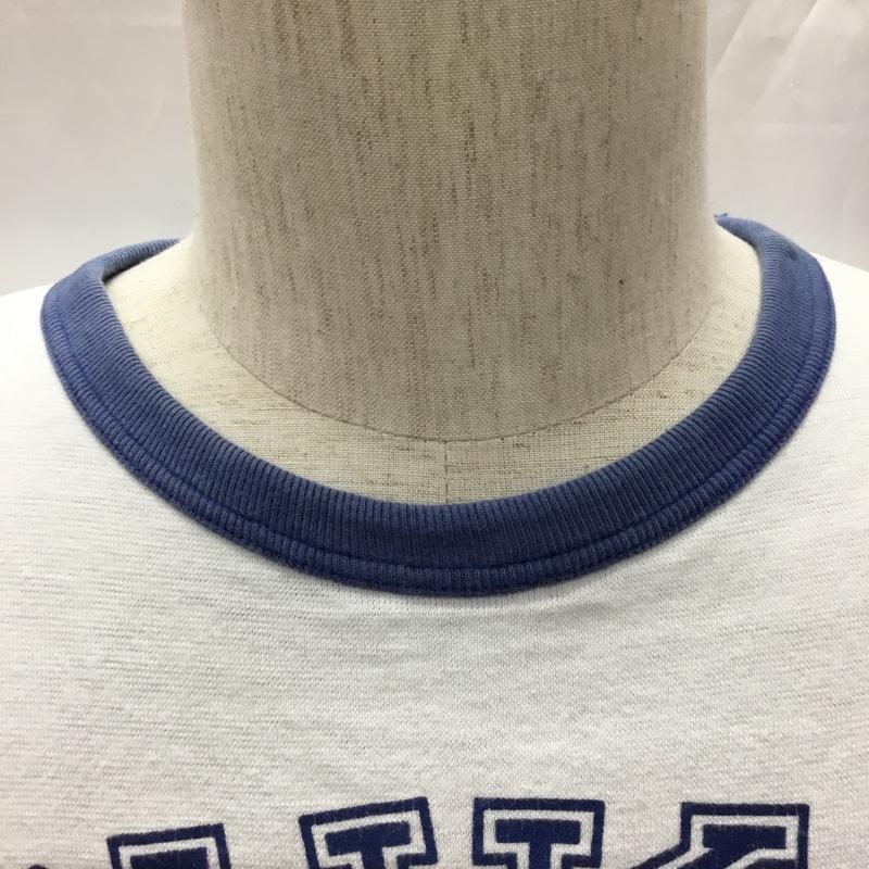 ウエアハウス WAREHOUSE Tシャツ 半袖 半袖カットソー プリントTシャツ クルーネックカットソー リバーシブル 36 プリント 白 / ホワイト / X 水色 / ライトブルー /  メンズ USED 古着 中古 10108985