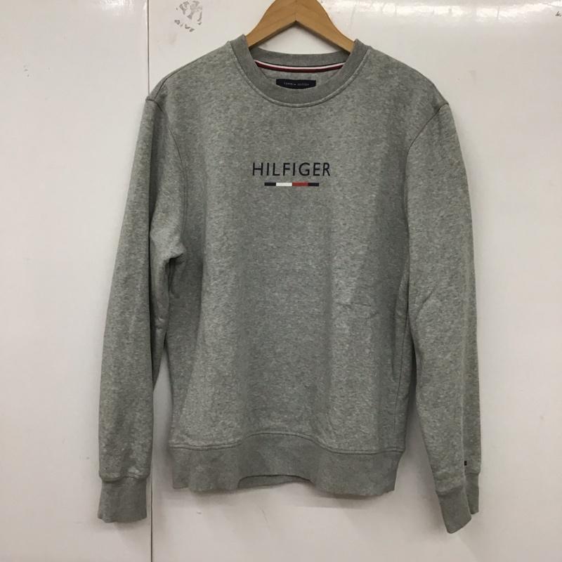 トミーヒルフィガー TOMMY HILFIGER トレーナー 長袖 長袖トレーナー スウェット クルーネック プルオーバー L ロゴ、文字 灰 / グレー / メンズ USED 古着 中古 10129617
