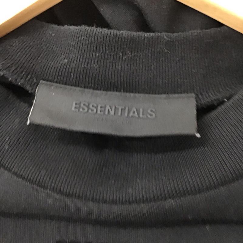 エッセンシャルズ ESSENTIALS カットソー 長袖 長袖カットソー プリントカットソー クルーネック XS ロゴ、文字 黒 / ブラック / メンズ USED 古着 中古 10137032