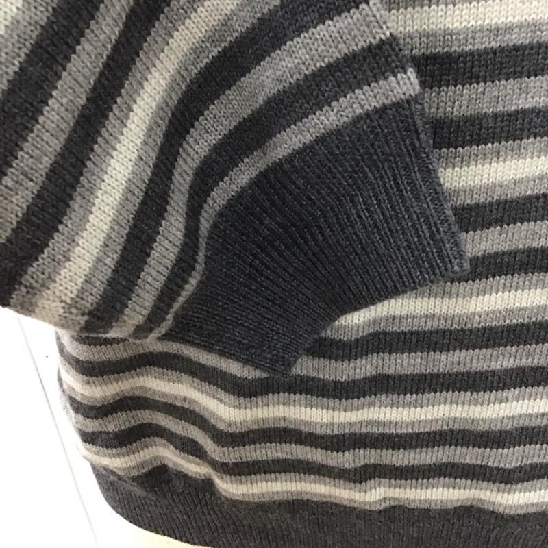 ブルックスブラザーズ BROOKS BROTHERS ニット、セーター 長袖 クルーネック ウール XL ボーダー柄 灰 / グレー / X 白 / ホワイト / X ダークグレー / ダークグレー / メンズ USED 古着 中古 10111244