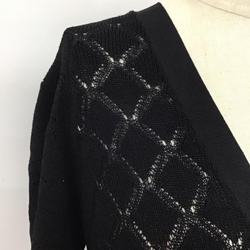 ザラ ZARA カーディガン 半袖 Vネック 五分袖 M 黒 / ブラック / レディース USED 古着 中古 10109658