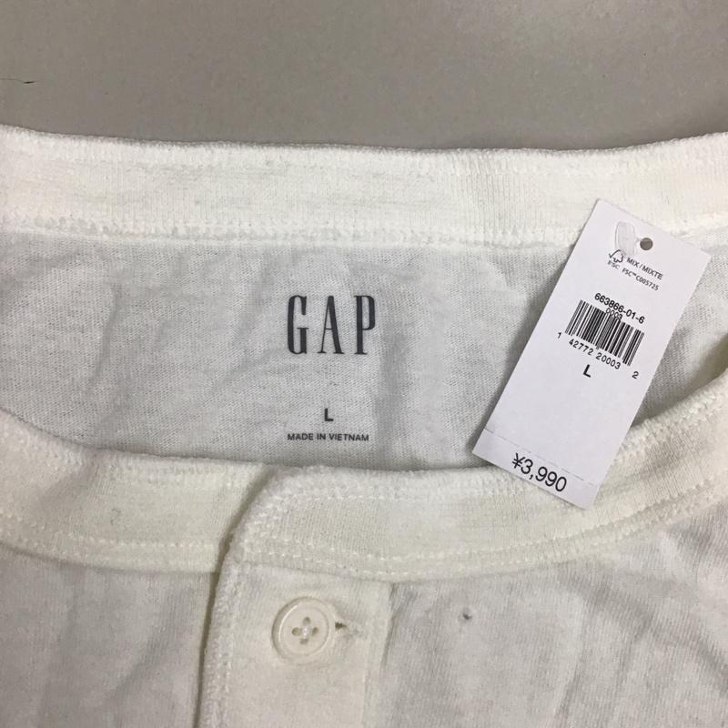 ギャップ GAP Tシャツ 半袖 ヘンリーネック L 無地 白 / ホワイト / メンズ USED 古着 中古 10117054