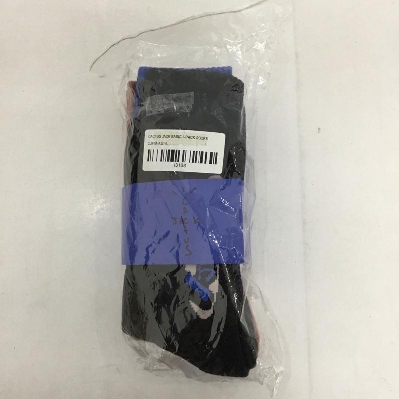 カクタスジャック Cactus Jack ファッション小物 ファッション小物 BASIC 3-PACK SOCKS 靴下 三足セット ロゴ、文字 青 / ブルー / X 黒 / ブラック / X 桃 / ピンク / メンズ USED 古着 中古 10131201