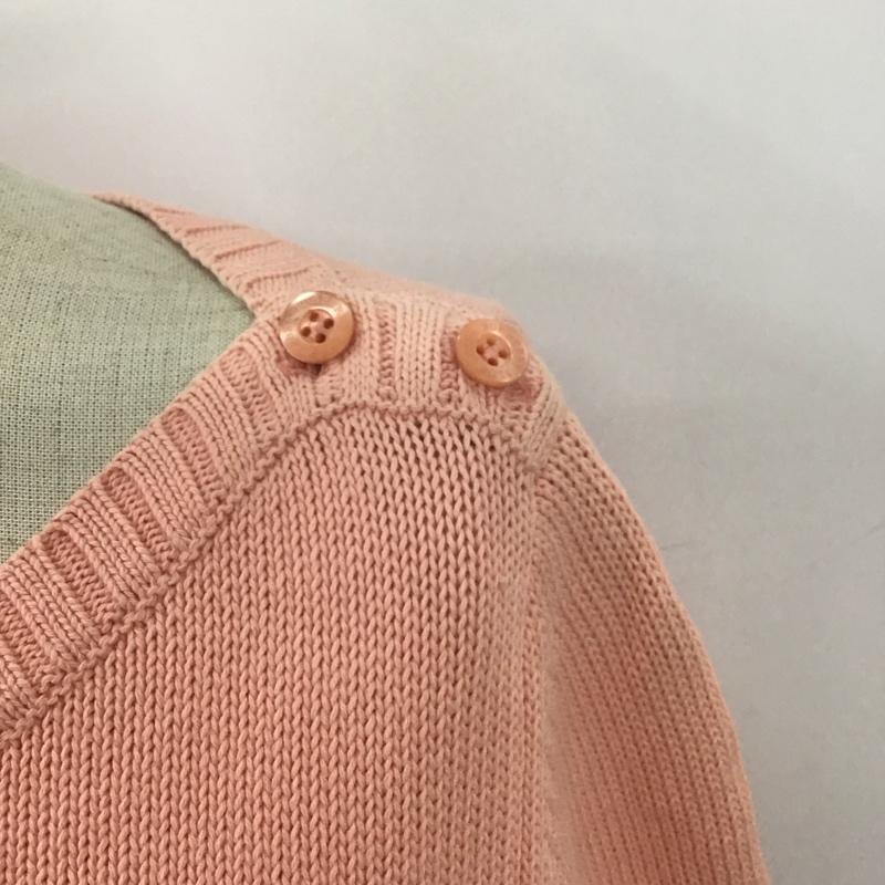 バーバリーブルーレーベル BURBERRY BLUE LABEL ニット、セーター 七分袖 FB562-241-14 ボートネック コットン 38 ワンポイント 桃 / ピンク /  レディース USED 古着 中古 10116757