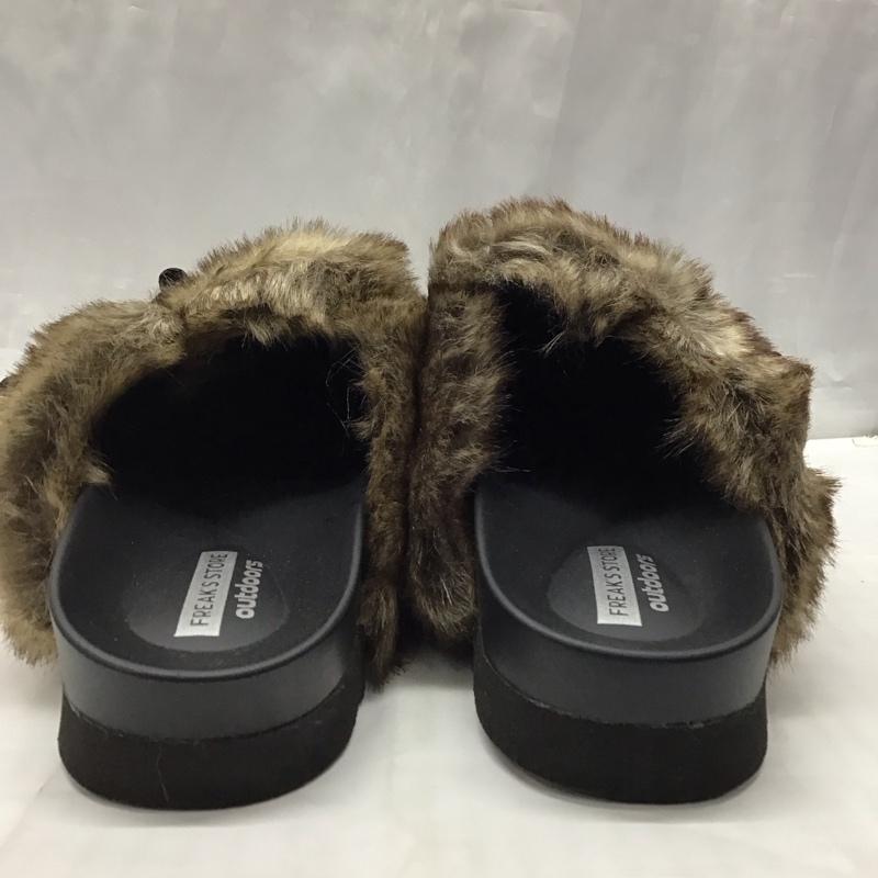 フリークスストア FREAK S STORE サンダル サンダル ファーサンダル OUTDOORS ファーサンダル クロッグサンダル 24cm 箱有 24.0cm 無地 茶 / ブラウン / X 黒 / ブラック / レディース USED 古着 中古 10121228