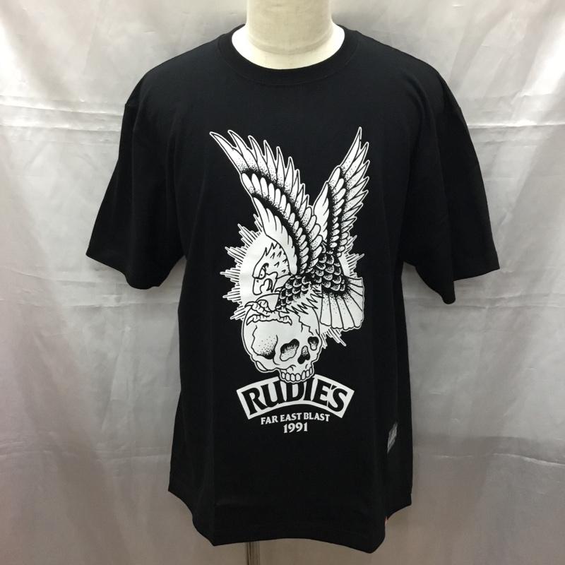 ルーディーズ RUDIES Tシャツ 半袖 半袖カットソー プリントTシャツ クルーネックカットソー XL プリント 黒 / ブラック /  メンズ USED 古着 中古 10111303