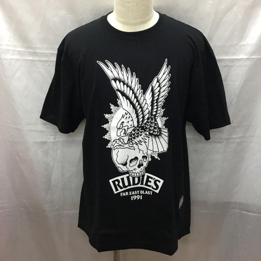 ルーディーズ RUDIES Tシャツ 半袖 半袖カットソー プリントTシャツ クルーネックカットソー XL プリント 黒 / ブラック /  メンズ USED 古着 中古 10111303