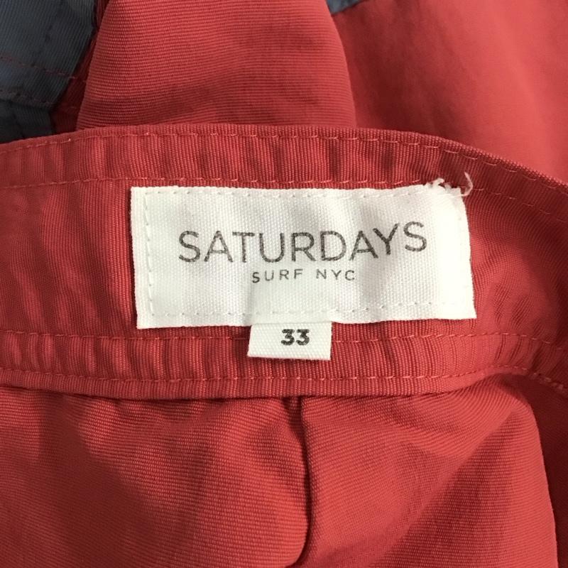 サタデーズサーフニューヨークシティー SATURDAYS SURF NYC パンツ ショートパンツ BBS-1410-A バイカラーショートパンツ ロゴ、文字 灰 / グレー / X 赤 / レッド / メンズ USED 古着 中古 10139502