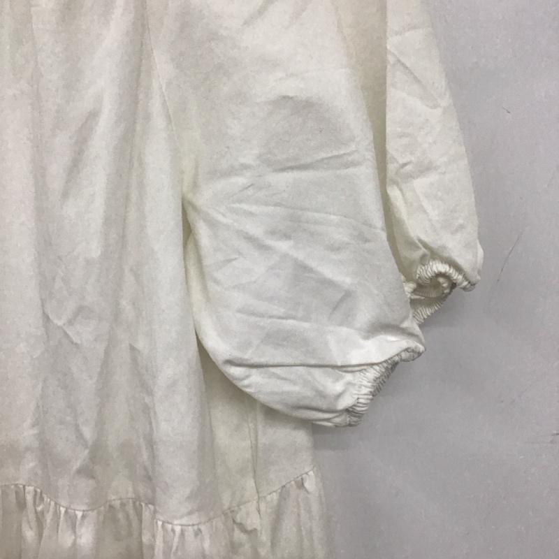 ザラ ZARA ワンピース ミニスカート 半袖ワンピース フレアスカート カラーネック シャツワンピース M 無地 白 / ホワイト / レディース USED 古着 中古 10136747