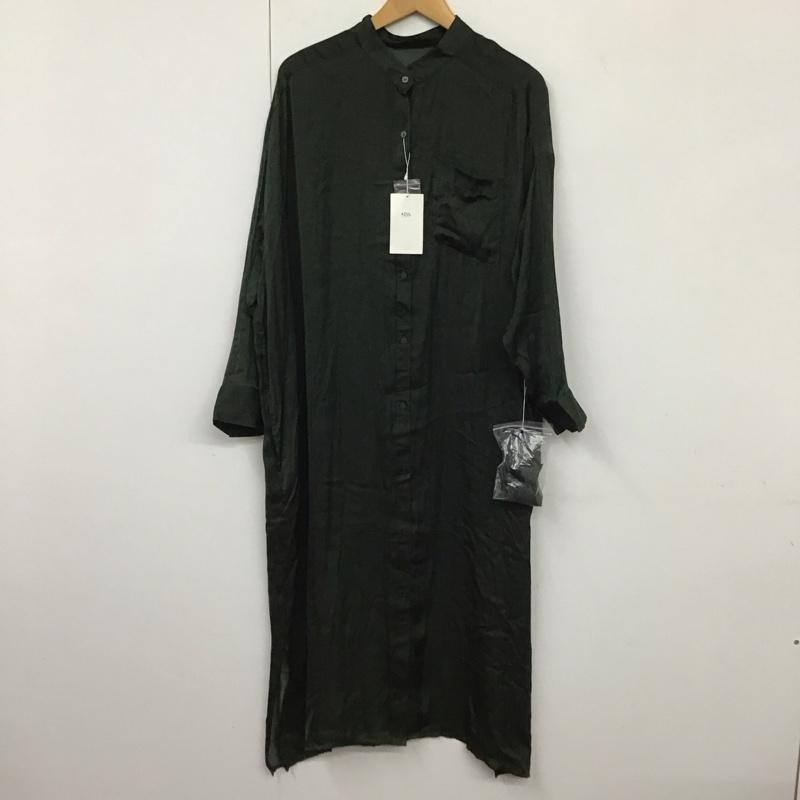 アズールバイマウジー AZUL BY MOUSSY シャツ、ブラウス 長袖 250DAA30-253G BAND COLLAR SHINY LONG SHIRTS M 無地 緑 / グリーン / レディース USED 古着 中古 10130558