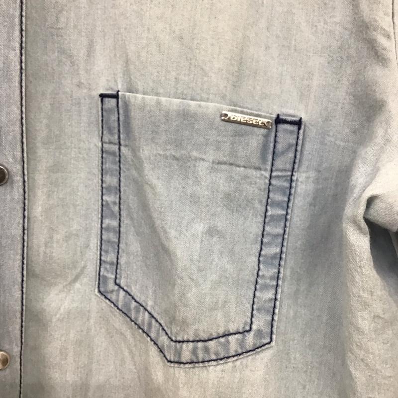 ディーゼル DIESEL シャツ、ブラウス 長袖 長袖シャツ カラーシャツ ポケットシャツ 長袖カットソー バイカラーシャツ XS 無地 インディゴ / インディゴ / レディース USED 古着 中古 10117644