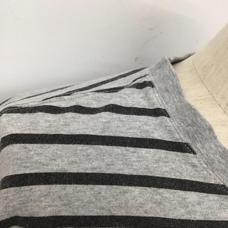 エフティーシー FTC Tシャツ 半袖 FTC017SUMSH06 PRINTEDSTRIPETEE 半袖カットソー プリントTシャツ クルーネックカットソー L ボーダー柄 黒 / ブラック / X 灰 / グレー /  メンズ USED 古着 中古 10110933