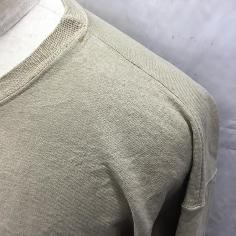 チャンピオン Champion トレーナー 長袖 長袖スウェット 長袖トレーナー リブカットソー 長袖カットソー 刺繍トレーナー L ロゴ、文字 ベージュ / ベージュ / メンズ USED 古着 中古 10106410