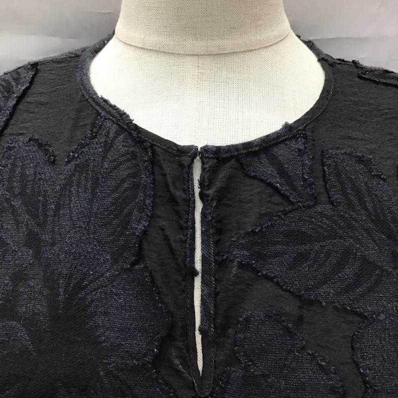ユナイテッドアローズ UNITED ARROWS カットソー 半袖 1516-162-4459 カットジャカード 総柄 黒 / ブラック / レディース USED 古着 中古 10115852
