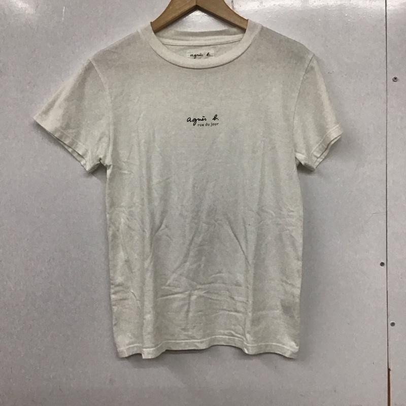 アニエス・ベー agnes b. Tシャツ 半袖 半袖カットソー プリントTシャツ クルーネックカットソー M ロゴ、文字 白 / ホワイト / レディース USED 古着 中古 10135107
