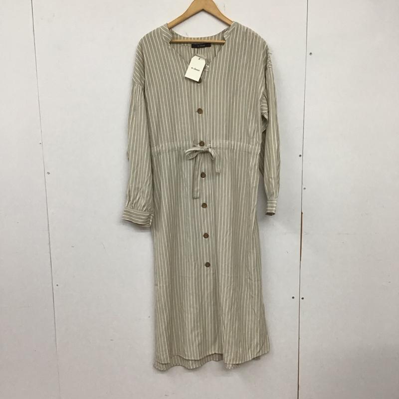 ダブルクローゼット w closet ワンピース ロングスカート FREE ストライプ 白 / ホワイト / X ベージュ / ベージュ / レディース USED 古着 中古 10133986