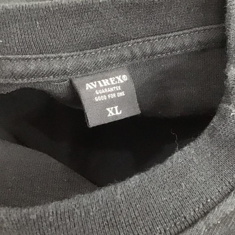 アヴィレックス AVIREX Tシャツ 半袖 半袖カットソー 無地Tシャツ クルーネックカットソー XL 無地 黒 / ブラック / メンズ USED 古着 中古 10107307