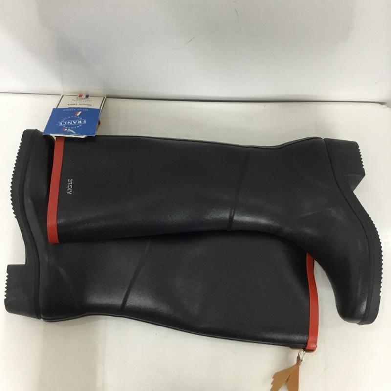 エーグル AIGLE 長靴、レインシューズ 長靴、レインシューズ ZZF8408 ミスジュリエットA ラバーブーツ 36 ロゴ、文字 黒 / ブラック / レディース USED 古着 中古 10135774
