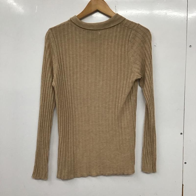 ザラ ZARA ポロシャツ 長袖 9598/032/711 リブニット ボタン ポロシャツ M 無地 ベージュ / ベージュ / レディース USED 古着 中古 10133651