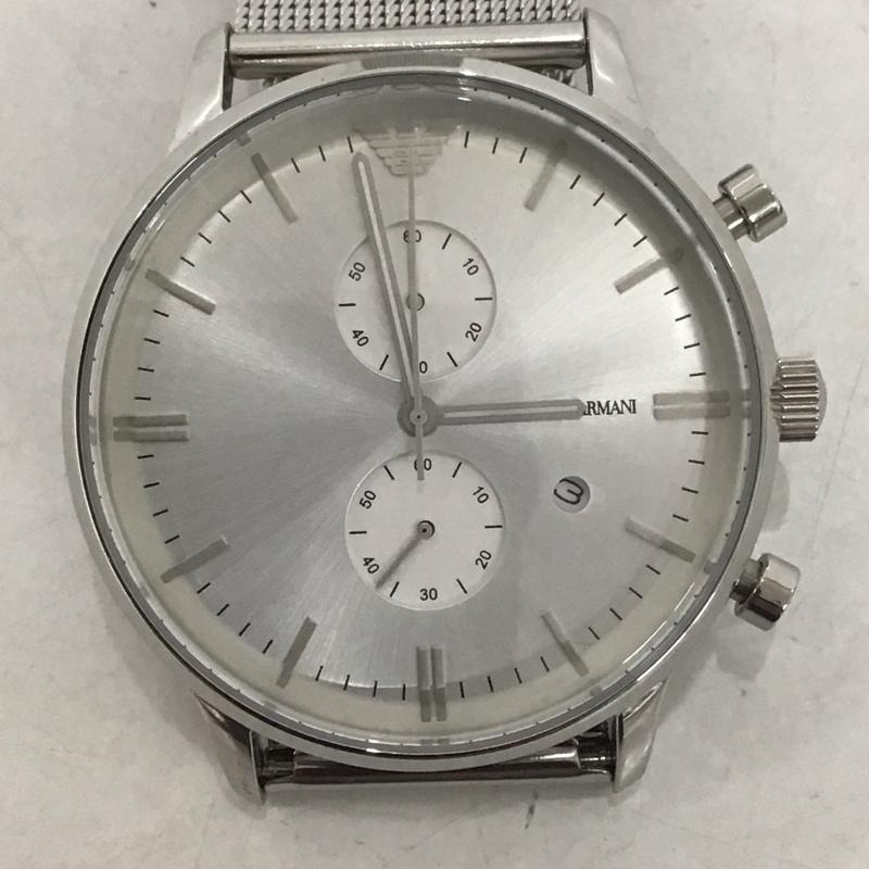 エンポリオアルマーニ EMPORIO ARMANI 腕時計 アナログ(クォーツ式) AR-0390 メッシュ ロゴ、文字 銀 / シルバー / メンズ USED 古着 中古 10134076