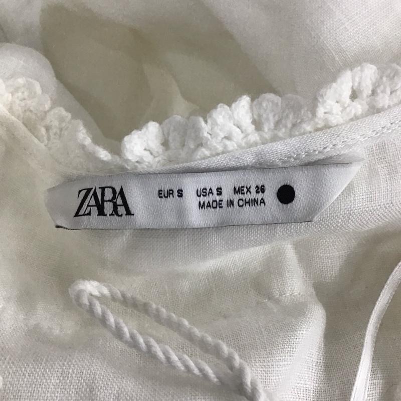 ザラ ZARA カットソー 長袖 4222 040 251 リネンブラウス プルオーバー S 刺繍 白 / ホワイト / レディース USED 古着 中古 10123085