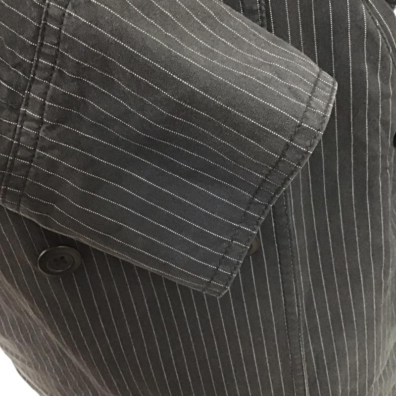 ニックアシュレイ NICKASHLEY コート トレンチコート 8NE30-617-09 L ストライプ 黒 / ブラック / X 白 / ホワイト / メンズ USED 古着 中古 10111569