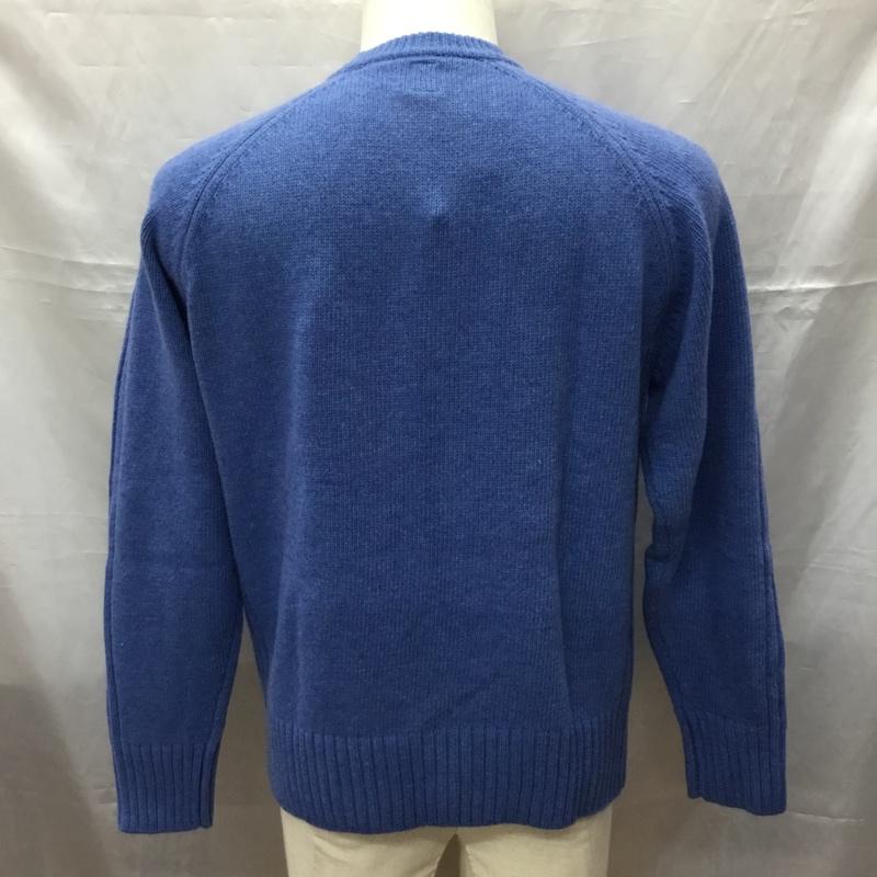 ワイルドライフテーラー WILD LIFE TAILOR ニット、セーター 長袖 長袖ニットカットソー ニット セーター クルーネックニット L 無地 青 / ブルー / メンズ USED 古着 中古 10113545